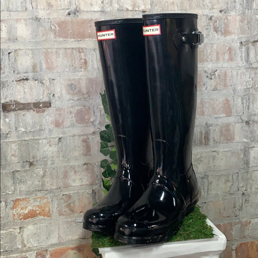 NIB Hunter Classic Tall Gloss Black Boots - Picture 1 of 4